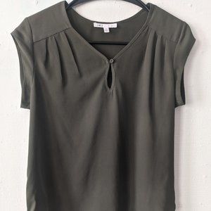 SOLD Olive green drapey top by DR2